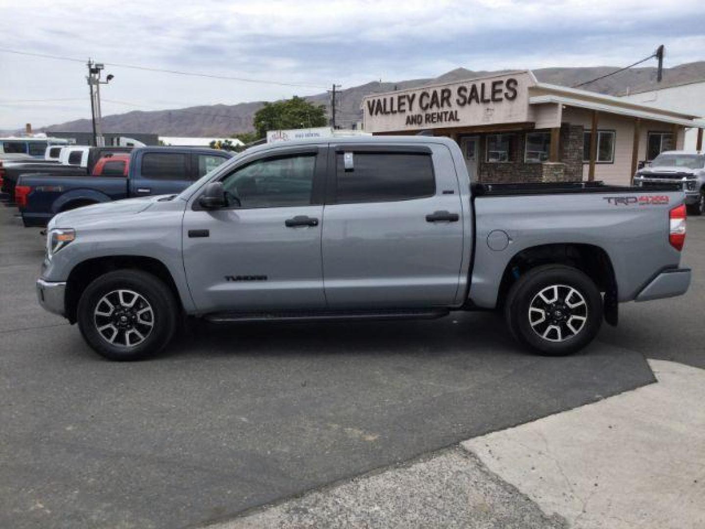 2020 Cement /Black, leather Toyota Tundra SR5 5.7L V8 CrewMax 4WD (5TFDY5F17LX) with an 5.7L V8 DOHC 32V engine, 6-Speed Automatic transmission, located at 1801 Main Street, Lewiston, 83501, (208) 743-9371, 46.417065, -117.004799 - Photo#1