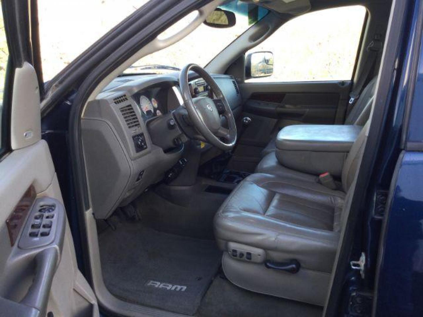 2008 Blue/Gold /Khaki Leather Dodge Ram 3500 Laramie Quad Cab 4WD (3D7MX38A68G) with an 6.7L L6 OHV 24V TURBO DIESEL engine, 6-Speed Manual Transmission transmission, located at 1801 Main Street, Lewiston, 83501, (208) 743-9371, 46.417065, -117.004799 - Photo#3