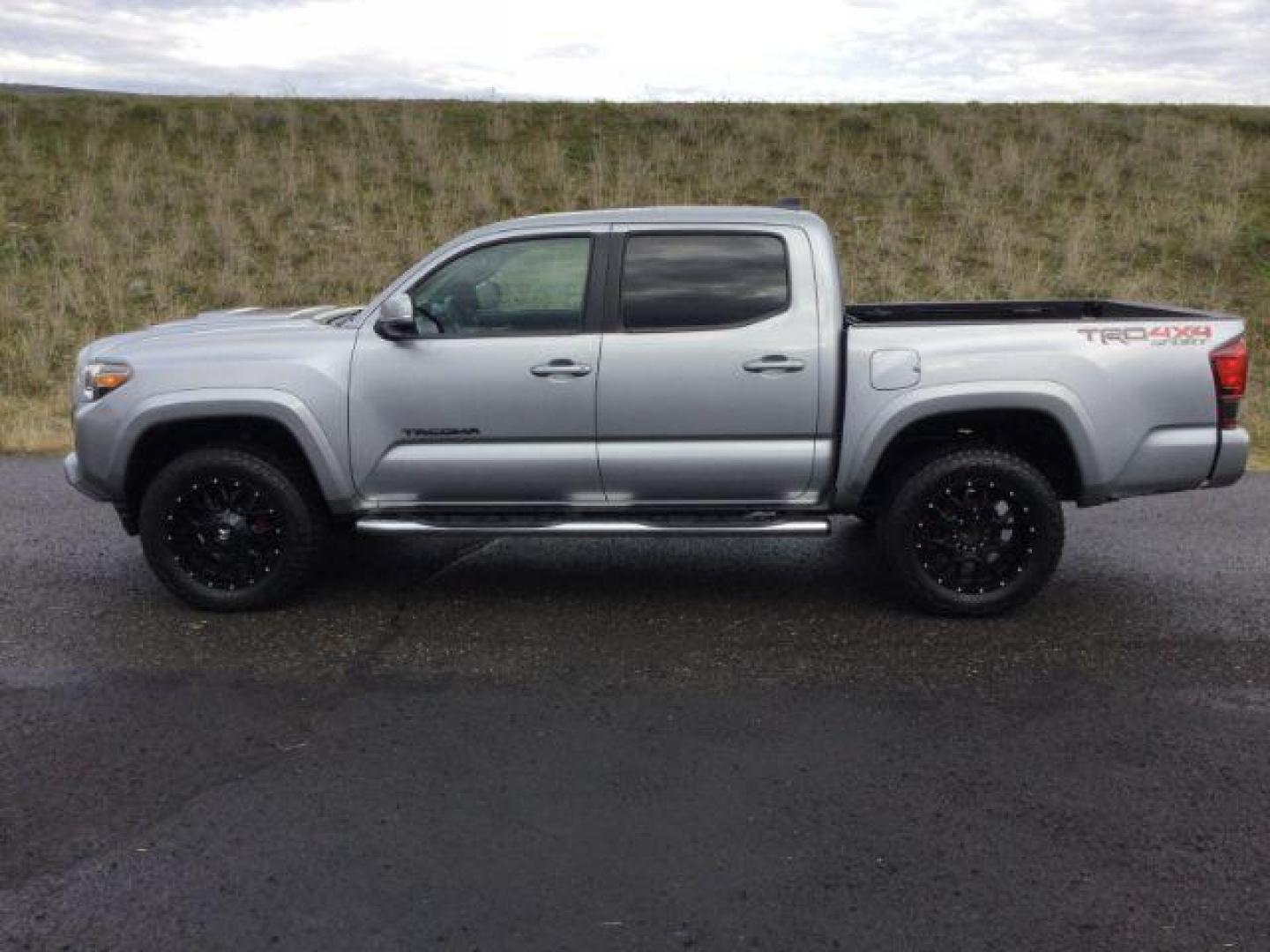 2018 Silver Sky Metallic /BLACK CLOTH Toyota Tacoma TRD Sport Double Cab V6 6AT (3TMCZ5AN1JM) with an 3.5L V6 DOHC 24V engine, 6-Speed Automatic transmission, located at 1801 Main Street, Lewiston, 83501, (208) 743-9371, 46.417065, -117.004799 - Photo#1