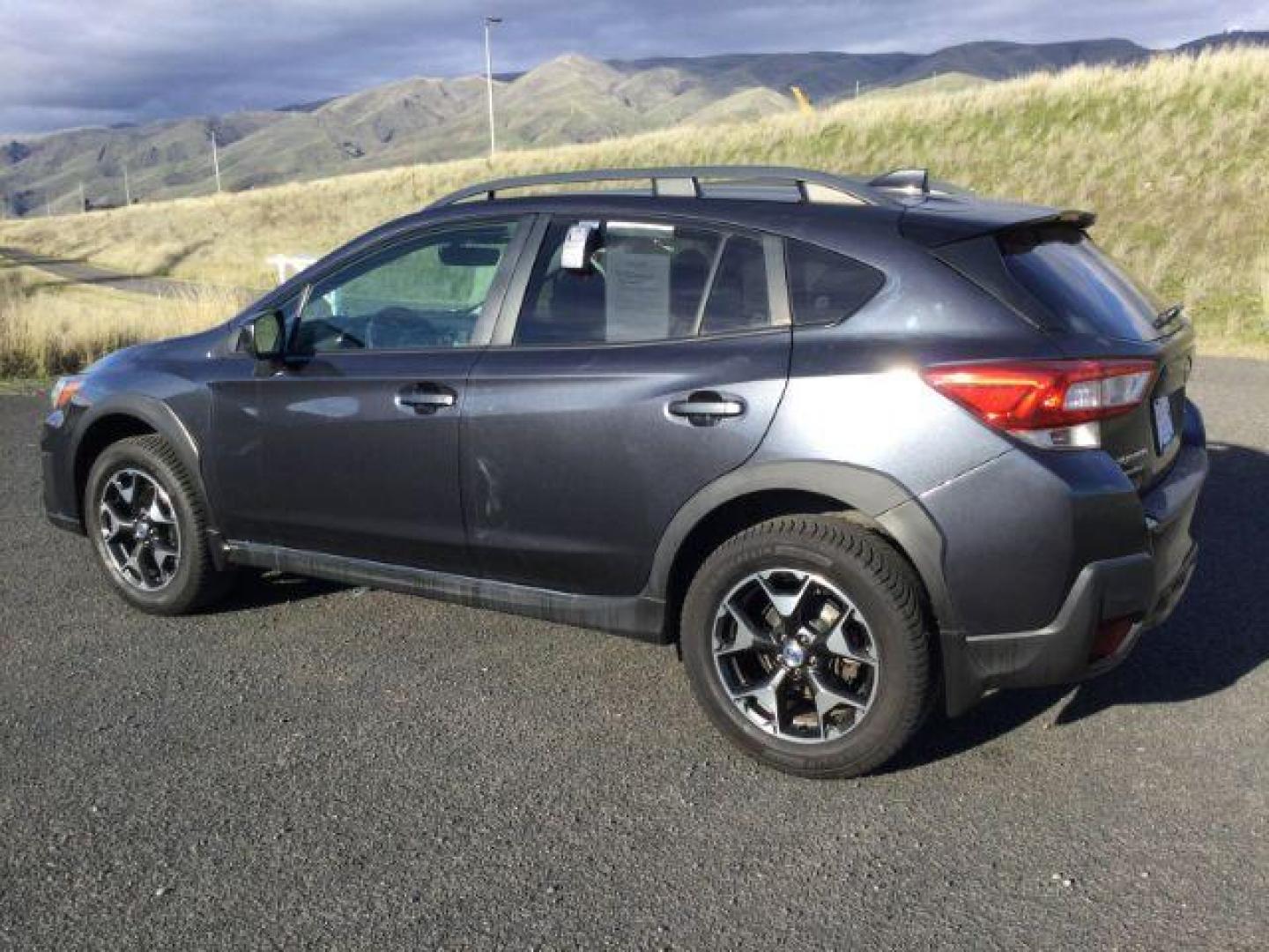 2018 Dark Gray Metallic /Gray Cloth with Orange Stitching, cloth Subaru Crosstrek 2.0i Premium CVT (JF2GTACC5JH) with an 2.0L L4 DOHC 16V engine, Continuously Variable Transmission transmission, located at 1801 Main Street, Lewiston, 83501, (208) 743-9371, 46.417065, -117.004799 - Photo#2