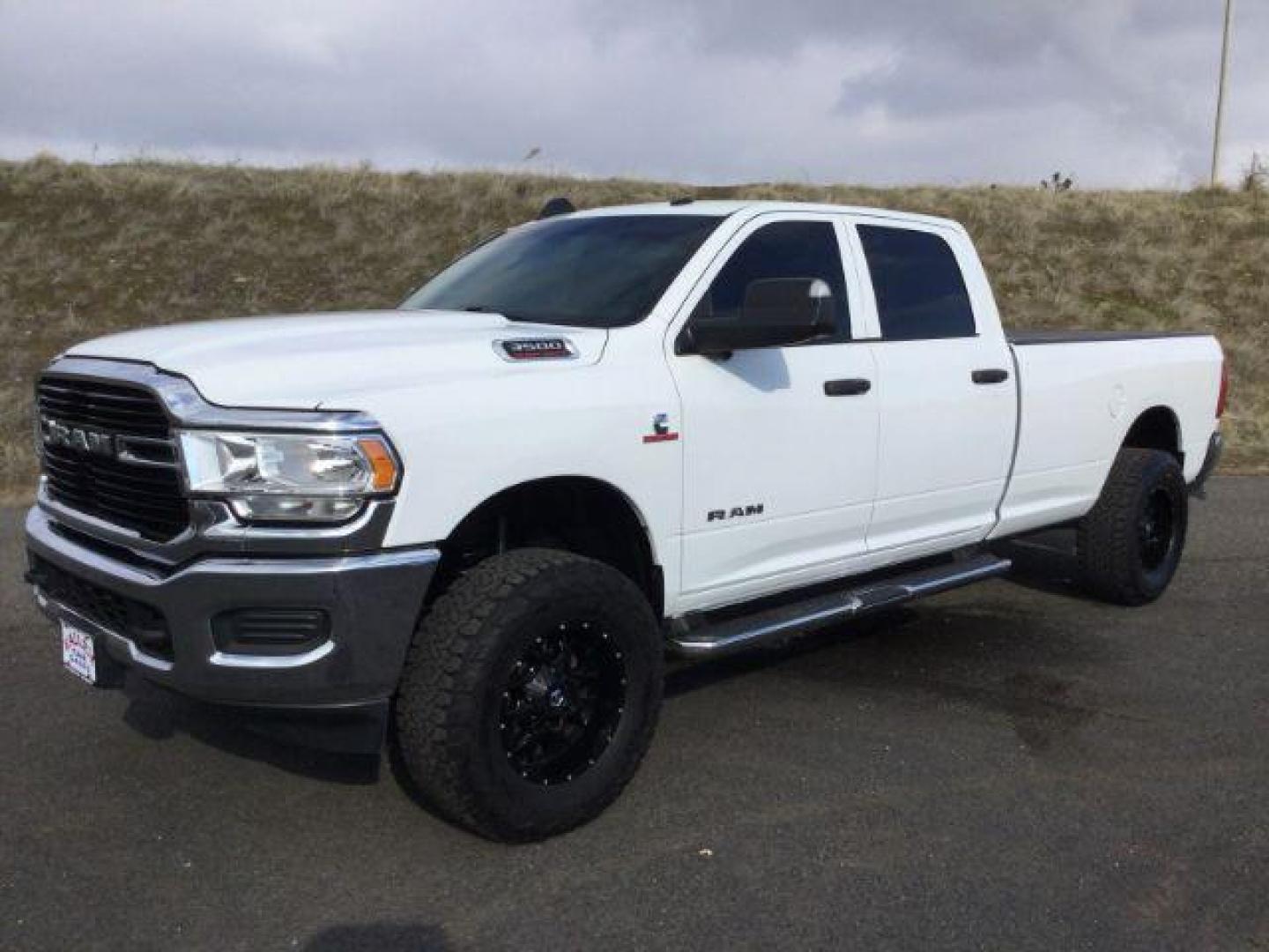 2021 Bright White Clearcoat /Diesel Gray/Black Ram 3500 Tradesman Crew Cab 4x4 8' Box (3C63R3GL6MG) with an Cummins 6.7L I-6 diesel direct injection engine, 6-Speed Automatic transmission, located at 1801 Main Street, Lewiston, 83501, (208) 743-9371, 46.417065, -117.004799 - Photo#0